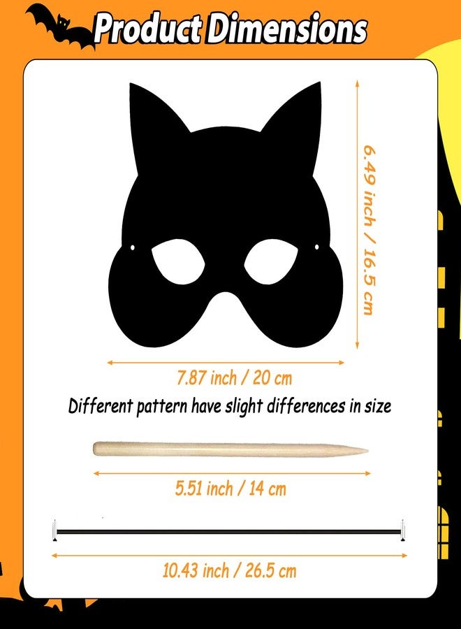 GOMANCHE 36 Pieces Halloween Scratch Art Masks for Kids, DIY Rainbow Magic Scratch Paper Masks for Crafts, Bat Witch Pumpkin Spider Pirate Skull Scratch Mask Crafts for Halloween Party Supplies - Image 2